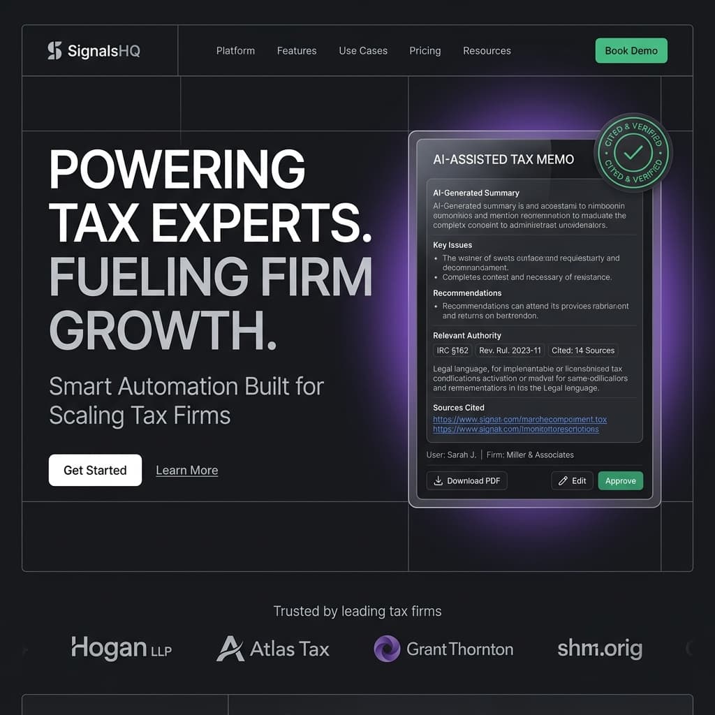 SignalsHQ Redesign Landing Page Mockup